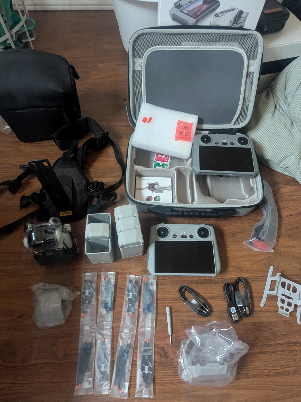 DJI Gray Hard Shell Case with Dual Gray Remote Controllers & Accessories